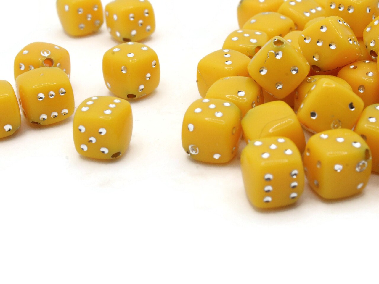 50 8mm Opaque Yellow Plastic Dice Beads